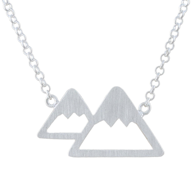 Sterling silver pendant necklace, 'Mountains of Chiang Mai' - Sterling Silver Mountain Pendant Necklace from Thailand