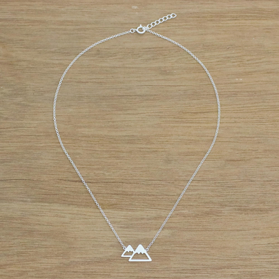 Sterling silver pendant necklace, 'Mountains of Chiang Mai' - Sterling Silver Mountain Pendant Necklace from Thailand