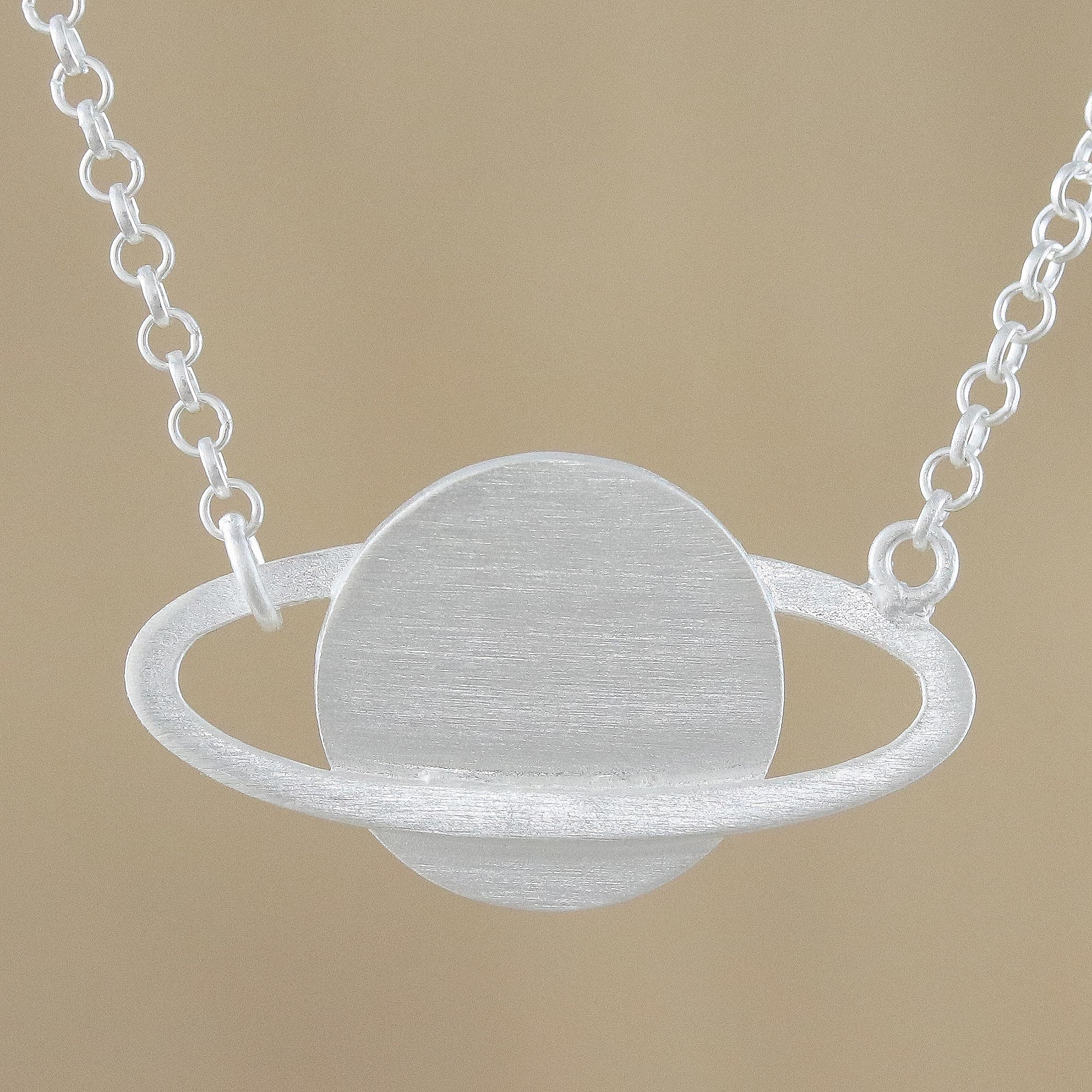 Sterling Silver Saturn Pendant Necklace from Thailand - Shimmering Saturn |  NOVICA UK
