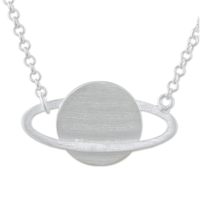 Sterling silver pendant necklace, 'Shimmering Saturn' - Sterling Silver Saturn Pendant Necklace from Thailand
