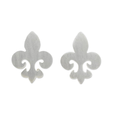 Sterling silver stud earrings, 'Shimmering Fleur-de-Lis' - Sterling Silver Fleur-de-Lis Stud Earrings from Thailand