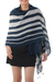 Cotton shawl, 'Cool Stripes in Navy' - Handwoven Striped Cotton Shawl in Navy from Thailand