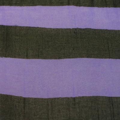Baumwollschal - Handgewebter gestreifter Baumwollschal in Violett aus Thailand