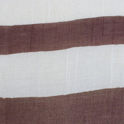 Chal de algodón - Chal de algodón a rayas tejido a mano en granate de Tailandia