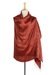 Rayon and silk blend shawl, 'Sweet Claret' - Floral Rayon and Silk Blend Shawl in Claret from Thailand