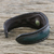 Agate cuff bracelet, 'Green Moss Power' - Green Agate and Leather Cuff Bracelet (image 2b) thumbail