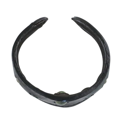 Achat-Manschettenarmband - Manschettenarmband aus grünem Achat und Leder