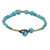 Brass beaded charm bracelet, 'Andaman Waves' - Turquoise Colored Bead Bracelet with Brass Charm (image 2c) thumbail