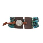 Serpentine and onyx beaded wristband bracelet, 'Exotic River' - Serpentine and Onyx Beaded Wristband Bracelet from Thailand