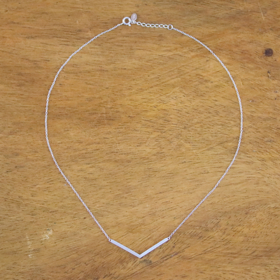 Sterling silver pendant necklace, 'Cute Angle' - Sterling Silver Angular Pendant Necklace from Thailand