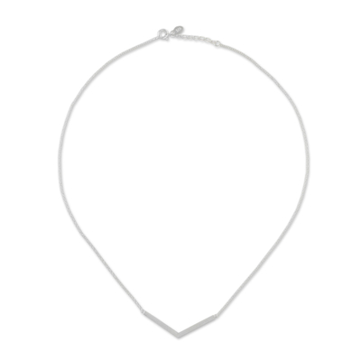 Collar con colgante de plata esterlina - Collar con colgante angular de plata esterlina de Tailandia