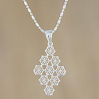 Sterling silver pendant necklace, 'Dazzling Snowflakes'