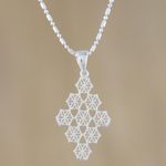 Sterling silver pendant necklace, 'Dazzling Snowflakes' - Sterling Silver Snowflake Pendant Necklace from Thailand