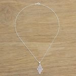 Sterling silver pendant necklace, 'Dazzling Snowflakes' - Sterling Silver Snowflake Pendant Necklace from Thailand