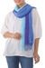 Cotton scarves, 'Seaside Breeze' (pair) - Striped Cotton Wrap Scarves in Blue from Thailand (Pair) (image 2b) thumbail