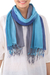 Cotton scarves, 'Riverside Breeze' (pair) - Handwoven Fringed Blue Cotton Scarves from Thailand (Pair) (image 2c) thumbail