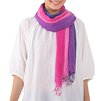 Cotton scarves, 'Dusk Breeze' (pair) - Ombre Cotton Wrap Scarves (Pair) from Thailand