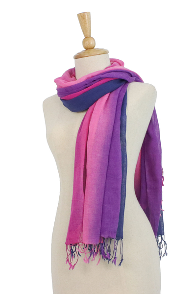 Cotton scarves, 'Dusk Breeze' (pair) - Ombre Cotton Wrap Scarves (Pair) from Thailand