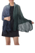 Cotton shawl, 'Peaceful Day' - Cotton Shawl in Midnight and Pine Green from Thailand (image 2c) thumbail