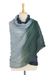 Cotton shawl, 'Peaceful Day' - Cotton Shawl in Midnight and Pine Green from Thailand (image 2e) thumbail