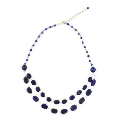 Lapis lazuli station necklace, 'Mystical Drops' - Lapis Lazuli Adjustable Station Necklace from Thailand