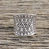 Sterling silver wrap ring, 'Exotic Silver'