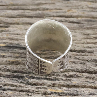 Sterling silver wrap ring, 'Exotic Silver' - Sterling Silver Wrap Ring from Thailand Hill Tribes