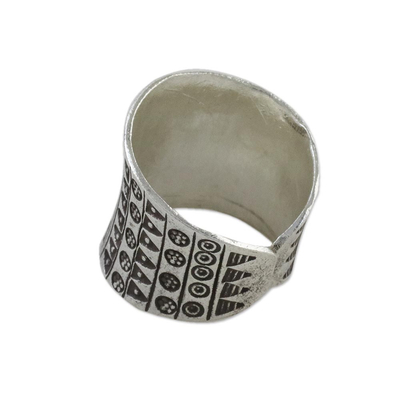 Sterling silver wrap ring, 'Exotic Silver' - Sterling Silver Wrap Ring from Thailand Hill Tribes