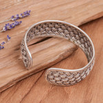 Sterling silver cuff bracelet, 'Tight Weave' - Handcrafted Sterling Silver Cuff Bracelet from Thailand