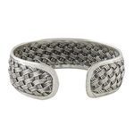 Sterling silver cuff bracelet, 'Tight Weave' - Handcrafted Sterling Silver Cuff Bracelet from Thailand