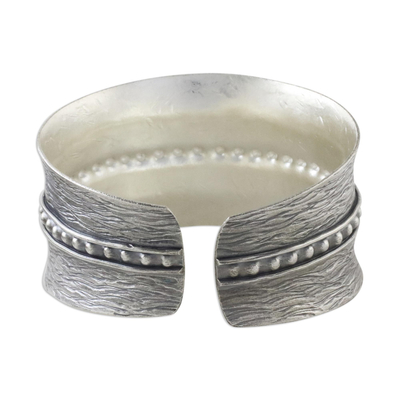 Sterling silver cuff bracelet, 'Touch of Thailand' - Handcrafted Thai Hill Tribe Sterling Silver Cuff Bracelet