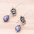 Cultured pearl dangle earrings, 'Apricot Blossom' - Floral Cultured Pearl Dangle Earrings from Thailand (image 2b) thumbail