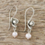 Cultured pearl dangle earrings, 'Three-Petaled Blossom in Pink' - Pale Pink Cultured Pearl and 950 Silver Dangle Earrings