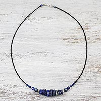 Lapis lazuli beaded necklace, 'Singing the Blues'