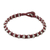 Silver beaded wristband bracelet, 'Karen Fashion in Cherry' - Cherry Red Cord Bracelet with Hill Tribe Silver Beads