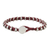 Silver beaded wristband bracelet, 'Karen Fashion in Cherry' - Cherry Red Cord Bracelet with Hill Tribe Silver Beads (image 2c) thumbail