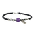 Amethyst and silver beaded charm bracelet, 'Hill Tribe Leaf' - Leaf Motif Black Cord Bracelet with Amethyst Bead (image 2d) thumbail