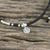 Silver beaded cord charm bracelet, 'Bohemian Life in Black' - Bohemian Black Cord and 950 Silver Beaded Bracelet (image 2c) thumbail