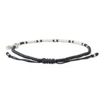 Silver beaded cord charm bracelet, 'Bohemian Life in Black' - Bohemian Black Cord and 950 Silver Beaded Bracelet