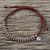 Silver beaded cord bracelet, 'Bohemian Life in Crimson' - Hand Crafted Cord Bracelet in Red with 950 Silver (image 2) thumbail