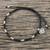Silver beaded cord charm bracelet, 'Heart's Wish' - Hill Tribe Style Silver 950 Black Cord Heart Bracelet (image 2) thumbail
