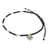 Silver beaded cord charm bracelet, 'Heart's Wish' - Hill Tribe Style Silver 950 Black Cord Heart Bracelet thumbail