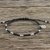 Silver beaded cord charm bracelet, 'Heart's Wish' - Hill Tribe Style Silver 950 Black Cord Heart Bracelet (image 2b) thumbail