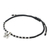 Silver beaded cord charm bracelet, 'Flower Charm' - 950 Silver Flower Charm Bracelet on Black Cords (image 2d) thumbail