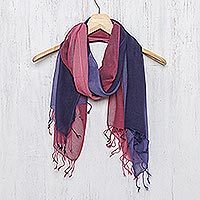 Cotton scarves, 'Colors of Experience' (pair) - Two Handwoven Cotton Wrap Scarves from Thailand