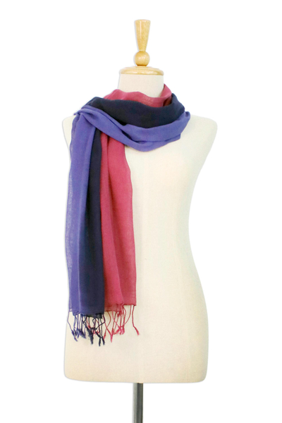 Cotton scarves, 'Colors of Experience' (pair) - Two Handwoven Cotton Wrap Scarves from Thailand