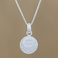Sterling silver pendant necklace, 'Zodiac Charm Aquarius'