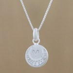 Sterling silver pendant necklace, 'Zodiac Charm Aries' - Sterling Silver Cubic Zirconia Aries Necklace from Thailand