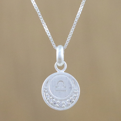 Sterling silver pendant necklace, 'Zodiac Charm Libra' - Sterling Silver Libra Symbol Pendant Necklace from Thailand