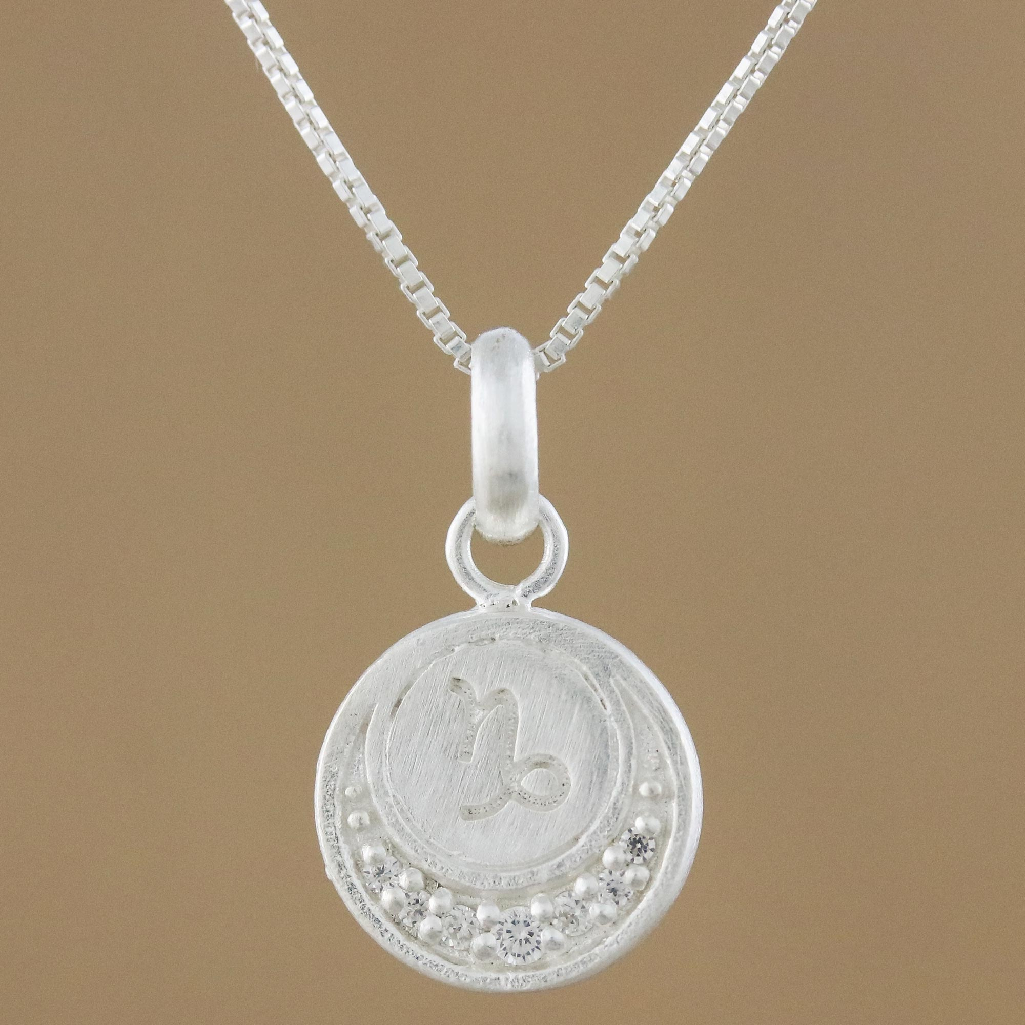 Sterling Silver Capricorn Pendant Necklace from Thailand - Zodiac Charm ...